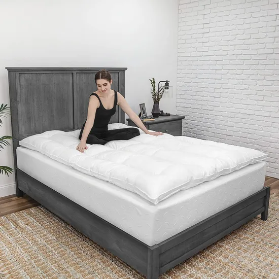Wholesale Microfiber Shell Polyester Hollow Fiber Filled Elastic Band Strapped 2 Inch Thick Mattress Topper Pad 