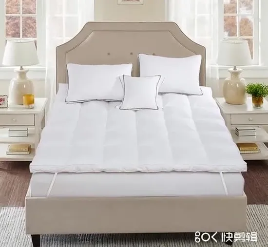 RDS White Washed Duck Down Elastic Bands Hotel Bed Mattress Topper Pad 