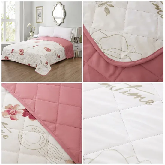 Supply Wholesale Comfortable Queen Size All Seasons Down Alternative Quilt Autumn Pink Color Comforter 