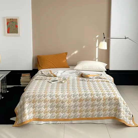High Quality 1 Pieces Home Textiles 100% Cotton Bedroom Bedding Set 1.5/1.8m Queen King Size Blanket Grey Wholesaler 