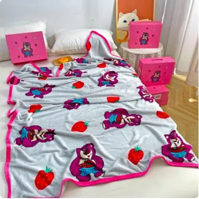 Cozy Pink Raschel Flannel Bedding Set Home Textiles Soft Comforter Warm Coverlets Printing Bedsheet Bedspread High Grade Fleece Blanket Wholesaler 
