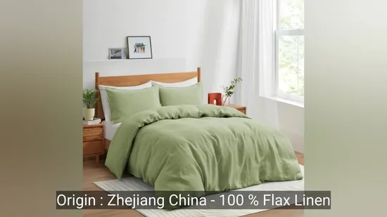 Luxurious 100% Flax Linen Duvet Cover Set with Pillowcases 