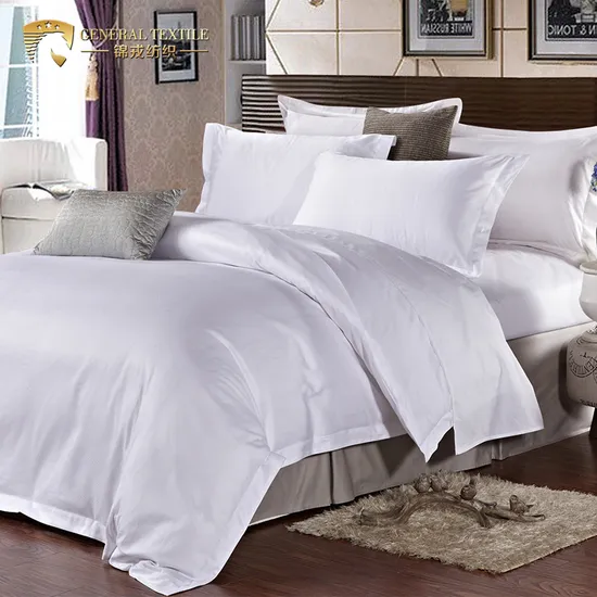 4 PCS Queen Size 100% Cotton White Hotel Duvet Cover Set 