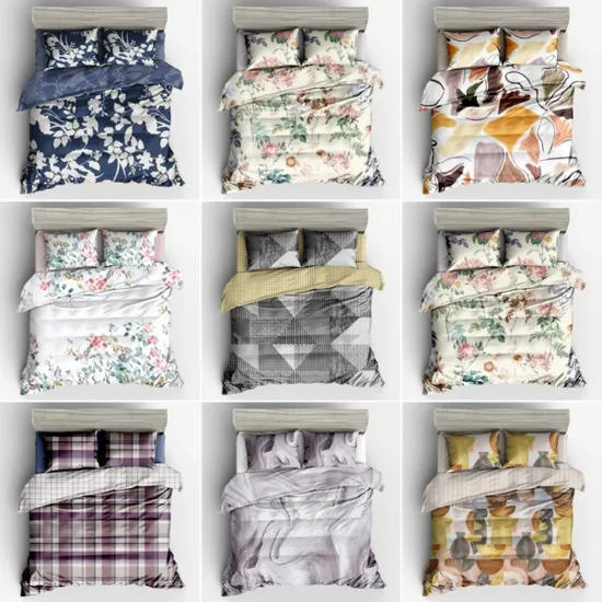 Wholesale Factory Price Custom Printed Polyester Microfiber Home Textile Bedsheet Quilt Cover Set Pillowcases Printing Bed Sheet Duvet Cover Bedding Set 