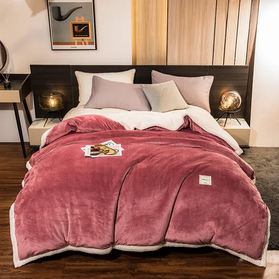 Quilt Comforter Set Heating Heavy Milky Velvet Winter Soft Thick Fannel Blanket 