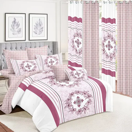 Pink White Hot Selling Bed Sheets Bed Linen Printed Comforter Quilt Cover Microfiber Polyester Pillow Shams Pillowcases Carking Coverlets Bedspread Set Supplier 