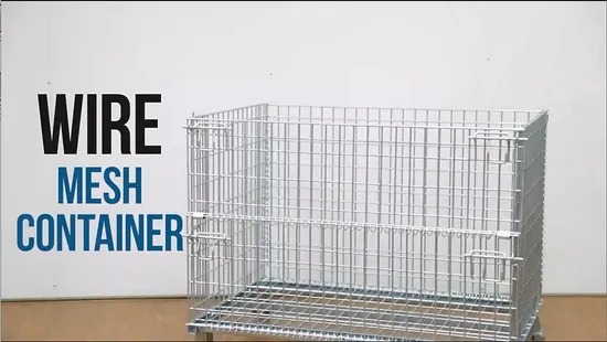 Stackable Foldable Warehouse Storage Galvanized Welded Steel Wire Mesh Basket 