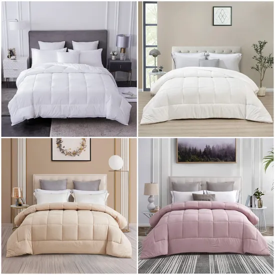 Factory Price White Down Alternative Custom Design Bedding Quilt Wholesale King Size Polyester Microfiber Box Quilted Summer Comforter 